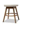 thumbnail image 3 of Set of 2 Baxton Studio Carra Mid-Century Modern Light Beige Fabric Upholstered Walnut-Finished Wood Swivel Counter Stool Set, 3 of 8