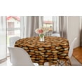 thumbnail image 1 of Abstract Round Tablecloth, Geometrical Pattern with Orange Watercolor Shapes Spots Waves Hand Drawn Art, Circle Table Cloth Cover for Dining Room Kitchen Decor, 60", Orange Brown, by Ambesonne, 1 of 2