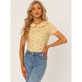 thumbnail image 3 of INSPIRE CHIC Blusa con estampado floral retro con cuello Peter Pan para mujer Amarillo M, 3 of 5