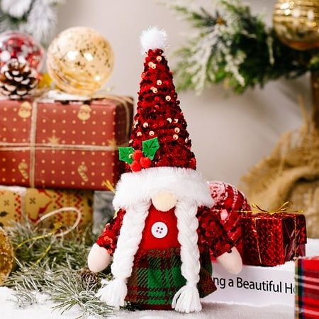 

Goory Christmas Gnome Supplies Ornaments Sequin Handmade Plush Gnomes Faceless Doll Holiday Pendant Elf Funny Women