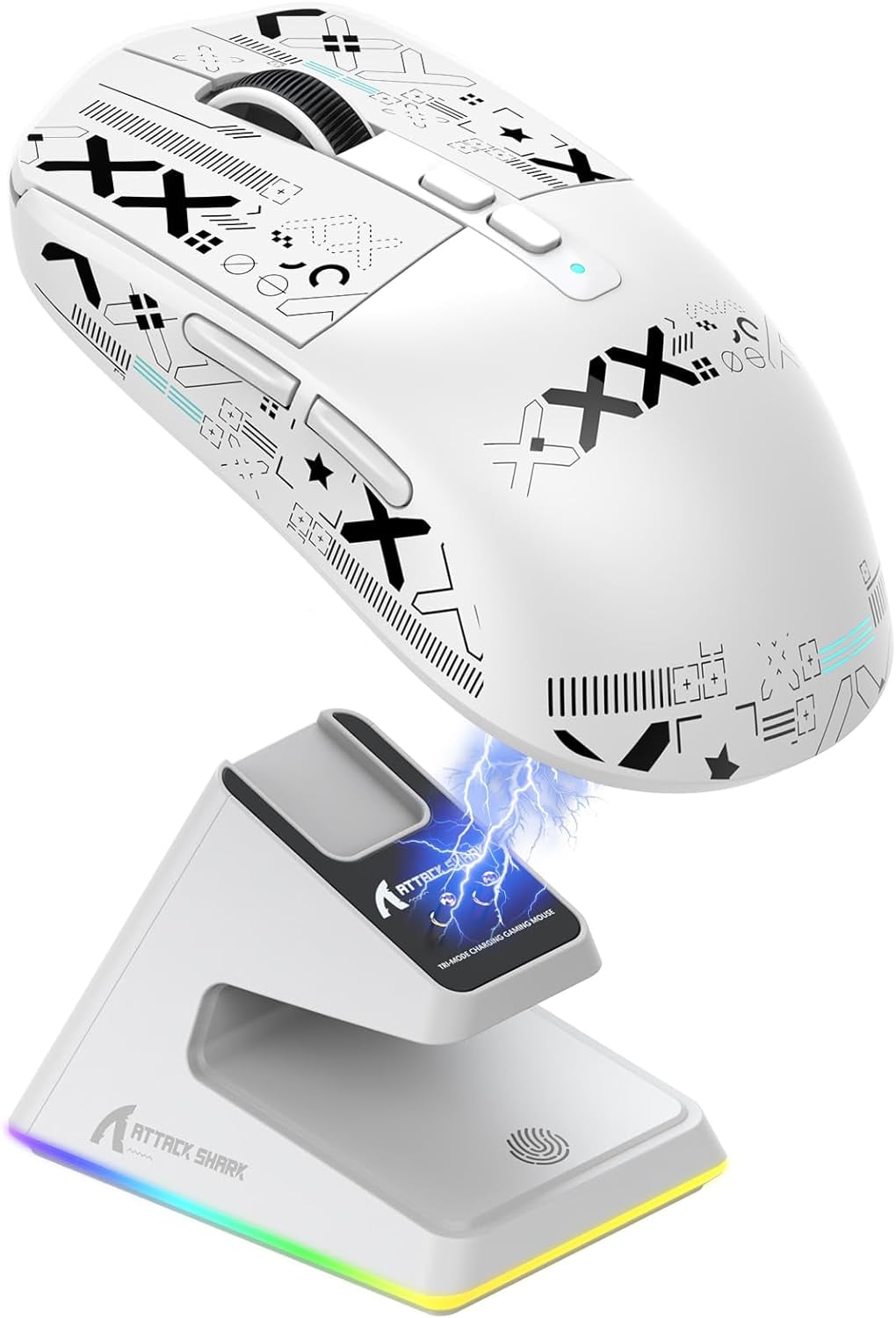 ATTACK SHARK X6 49g SUPERLIGHT Mouse, PixArt PAW3395 Gaming Sensor, BT/2.4G Wireless/Wired Gaming Mouse, 6 Adjustable DPI up to 26000, 200 Hrs Battery, G502, Office Mice for Win11/Xbox/PS/Mac (White)