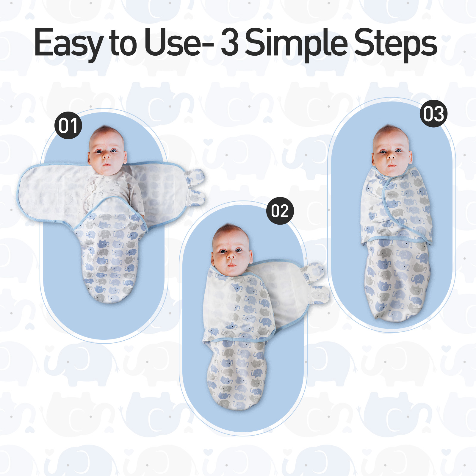 Gllquen Baby Organic Cotton Swaddle 3-Pack, Blue photo 4
