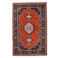 thumbnail image 2 of Rugsotic Carpets Hand Knotted Wool & Silk Eco-Friendly Oriental 5'x8' Area Rugs Rectangle Dark Orange Navy Classic Traditional Design High Pile Indoor Handmade Rug for Living Room, Bedroom AF0112, 2 of 7