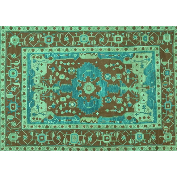 Ahgly Company Machine Washable Indoor Rectangle Persian Turquoise Blue Traditional Area Rugs, 2' x 3'