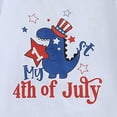 thumbnail image 5 of Kaprioy Boys Summer Outfits My 1st 4th of July Baby Boy Outfit Short Sleeve Dinosaur Romper Stars Pants Hat Set Newborn Fourth of July Clothes, 5 of 6