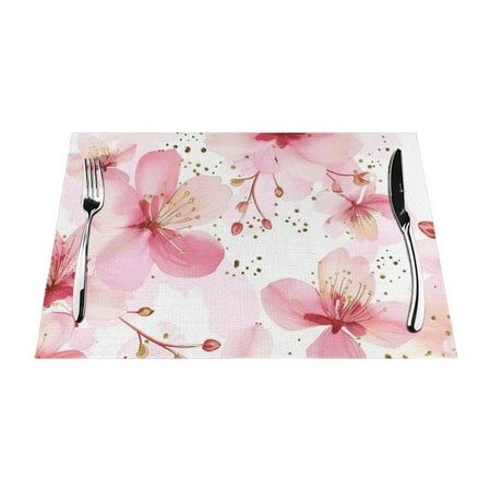 

Hand-painted designs of flowers Table mat can be wiped dinner mat set felt can be wiped heat-resistant waterproof and non slip dinner mat rectangular thick mat