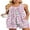Pink Heart Gray, variant on DreamFish Women's Summer Sleeveless Tank and Shorts Pajama Set with Pockets