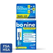 Bonine Motion Sickness and Nausea Relief Travel Pack, Chewable Tablets, Raspberry, 12 Count