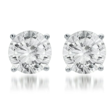 2 1/2 Carat T.W. Round White Diamond 14kt White Gold Stud Earrings, I-J/I3