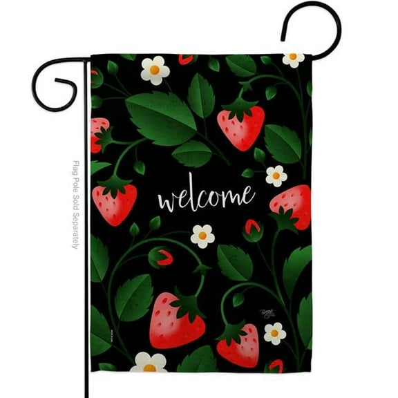 Breeze Decor  13 x 18.5 in. Welcome Strawberries Food Fruit Garden Flag with Double-Sided Decorative Vertical Flags