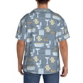 thumbnail image 3 of Balery Blue Bathroom Camisa Casual de Manga Corta con Botones para Hombre, Texturizada, Estilo Cubano, para Playa, Verano-Large, 3 of 5