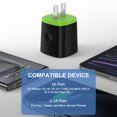 thumbnail image 6 of Hootek USB Wall Charger Block 3 Pack 2.1A Dual Port USB Charger Block Fast Charger Wall Charger Plug Brick Cube Charger Box Fast Charging Block for Android Samsung, Green, 6 of 8