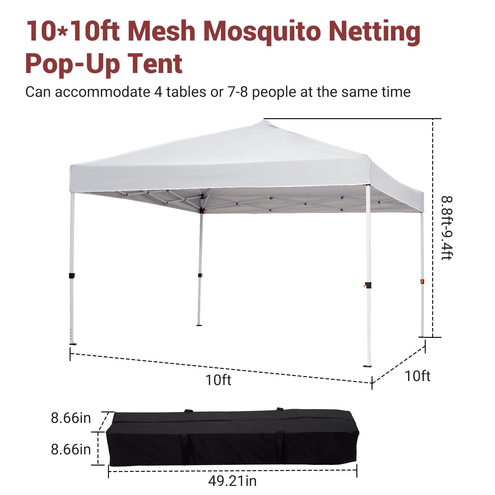 Huisuilinss Pop Up Canopy Tent,8/10FT Beach Tent,Commercial Outdoor Sun Shade,Waterproof Screen Tent,Portable Gazebo With Mesh Mosquito Netting/Side Walls For Events arties Camping Garden Outdoor