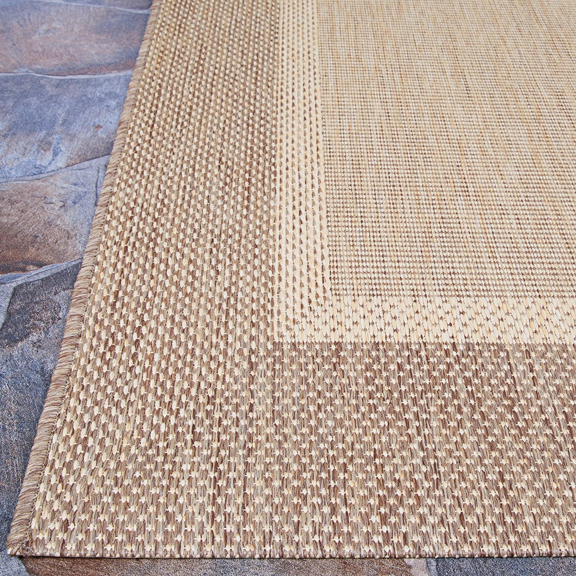 Couristan 7.5' Beige and Brown Square Polypropylene Area Throw Rug