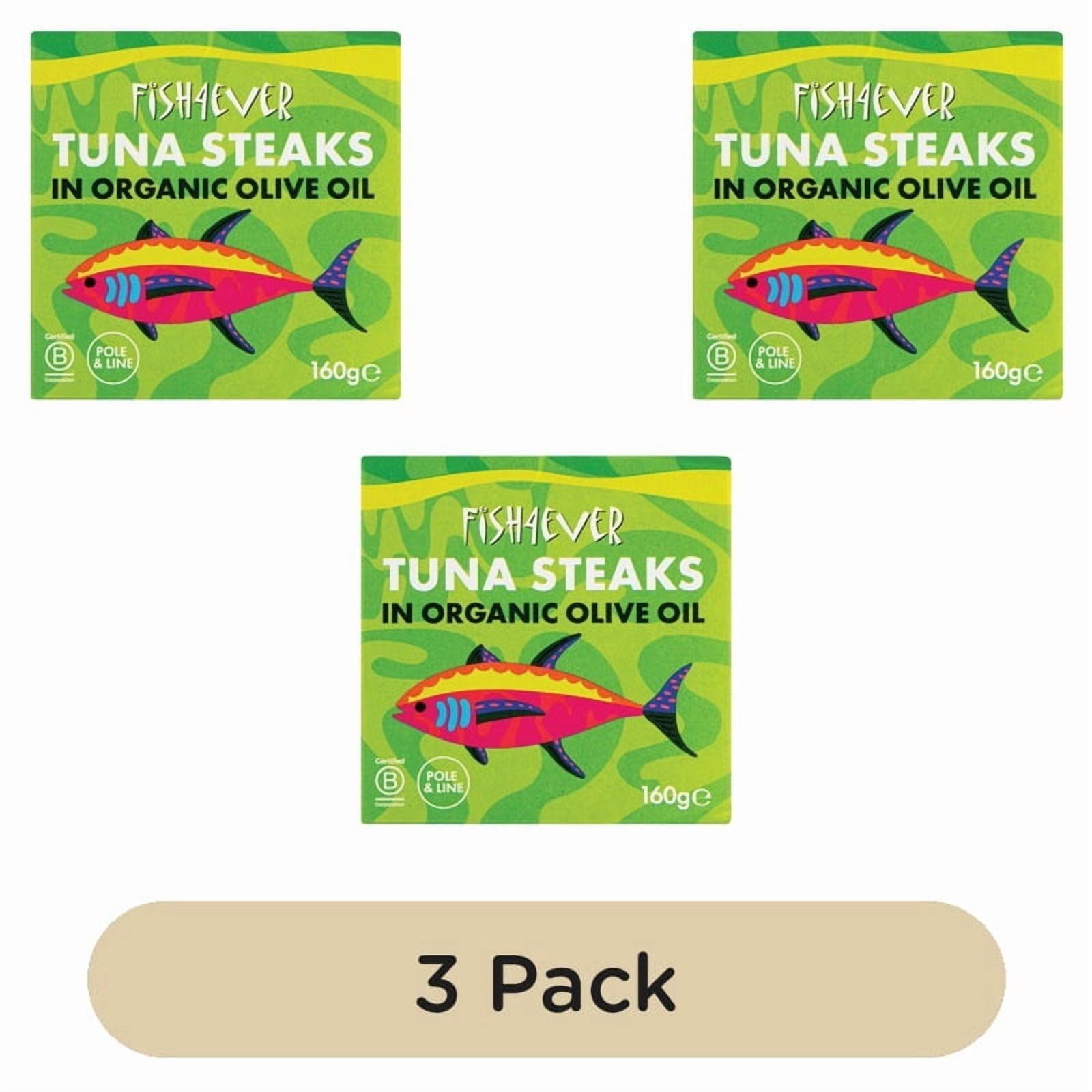 Fish 4 Ever Azores Skipjack Tuna Steaks in Olive Oil 160g, British Import (Pack of 3)