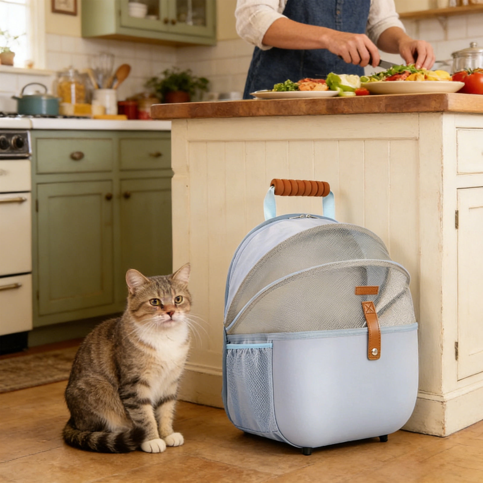 16.92X13.38X10.62 Inch Pet Backpack,Pet Cat Bag Out Portable Large Capacity Backpack Space Capsule Breathable Dog To Go With Supplies,Pet Supplies