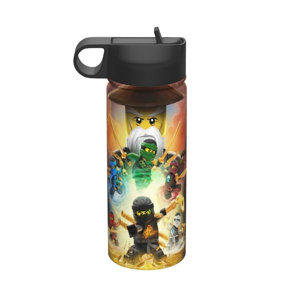 Bottle Ninjago Cartoon Insulated Stainless Steel Wide Mouth Water Bottle With Straw, 18oz Portable Leak Proof Drinking Bottle For Outdoor Office Travel School
