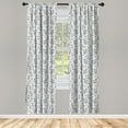 thumbnail image 2 of Ambesonne Grey Modern Curtains, Monochrome Flora Art, Pair of 28"x95", Black Off White, 2 of 4