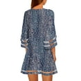 thumbnail image 5 of Women's Casual Mesh Panel Tunic Dress 3/4 Flowy Sleeve Dress Leopard Print Size M, 5 of 8