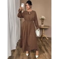 thumbnail image 2 of AURA Plus Size Women’s Dress Polka Dot Chiffon Long Sleeve Office Wear 0XL–4XL, 2 of 7