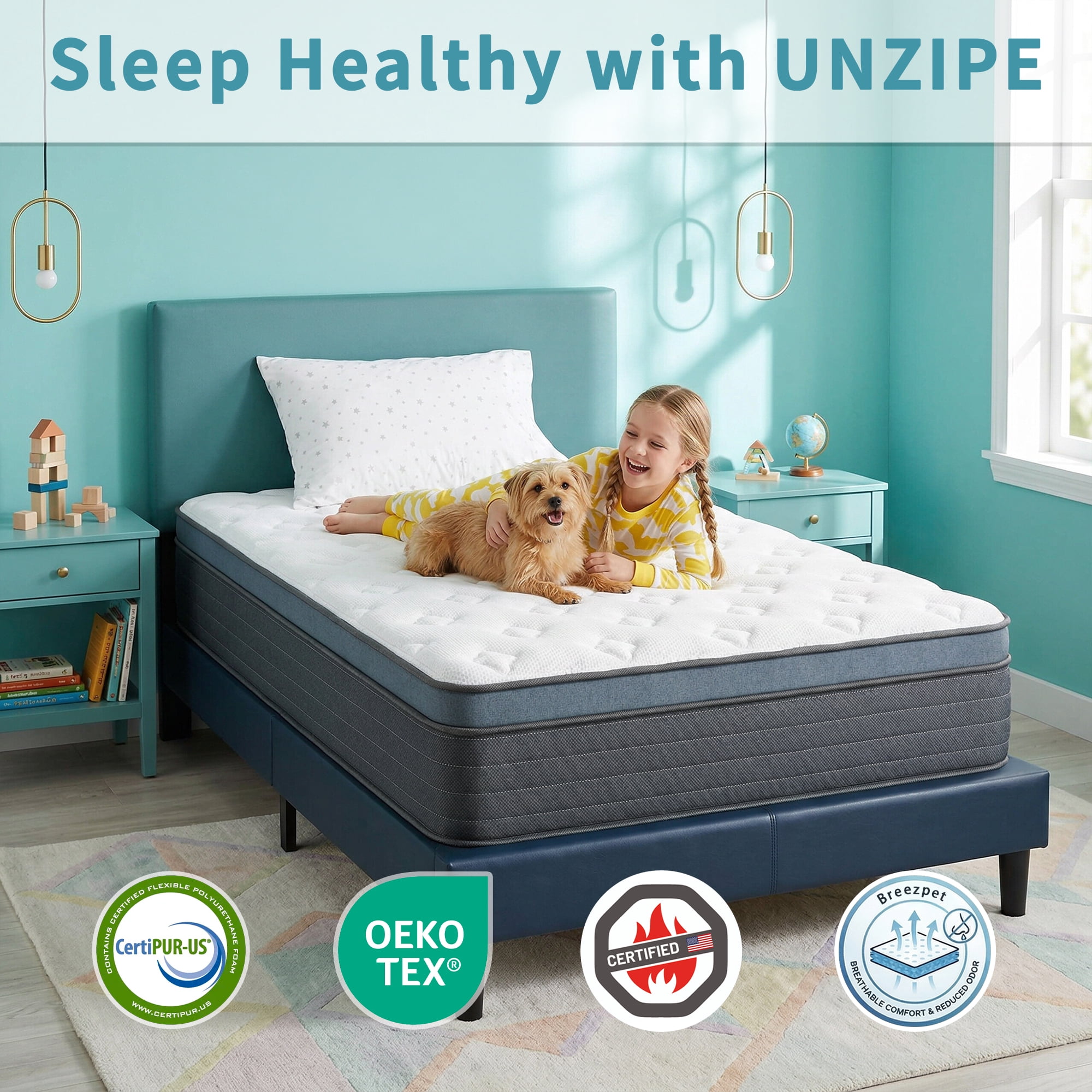 10 Inch Twin Size Hybrid Mattress with Cooling Gel Memory Foam and Pocket Springs Medium Firm Support CertiPUR US Certified Fiberglass Free Motion Isolation Pressure Relief Back Pain Relief