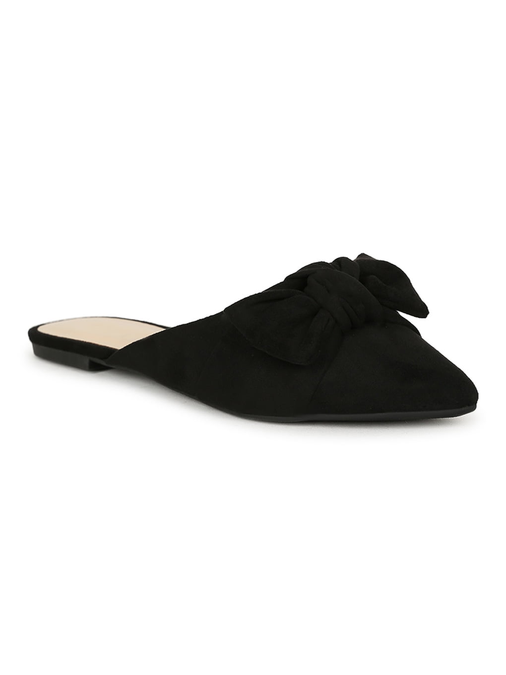 Bamboo Pointy Toe Bow Flat Mule 20086 