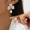 thumbnail image 2 of Women's Floral Pearl - Drop Earrings - White, 2 of 4
