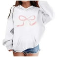 thumbnail image 2 of FINALGANG Boys Girls Sweatshirt Kids Bow Pattern Print Hoodie With Kangaroo Pocket Long Sleeve Soft Loose Fit Pullover For Stylish Casual Daily Outdoor Wear Activities Classic Top, 2 of 7