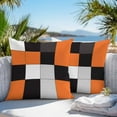 thumbnail image 4 of Orange Black Patchwork Outdoor Pillow Covers Pack of 2 Abstract Geometric Art Waterproof Throw Pillow Covers Decorative Cushion Cases for Patio Garden Tent Balcony Couch 24x24 inch, 4 of 8