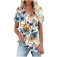 thumbnail image 2 of Otvok Womens Printed V-Neck Short-Sleeve T-Shirt Loose Top Short Sleeve Summer Tops, 2 of 6