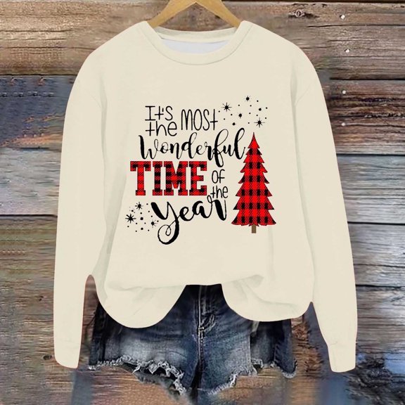 TIANZEN Women's Long Sleeved Crew Neck Print Lightweight Hoodie Juniors Sweatshirts