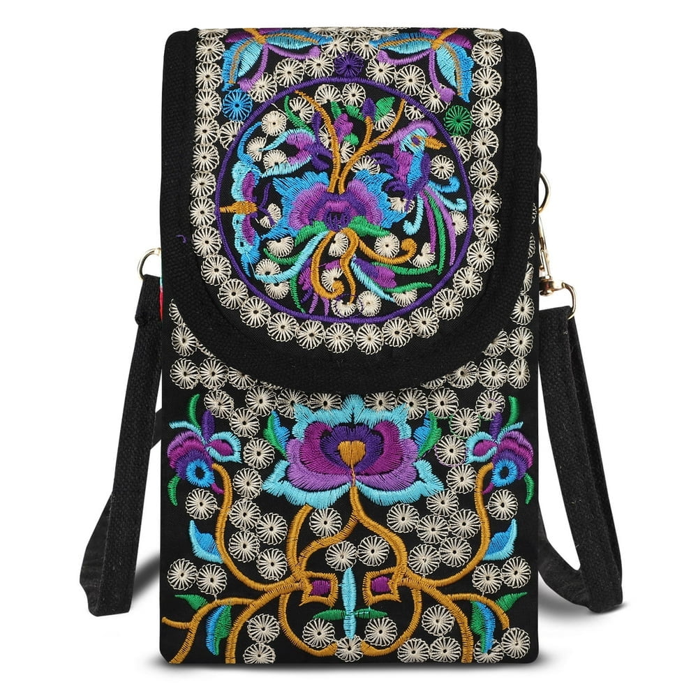 MesaSe Small Crossbody Cell Phone Bag Retro Embroidery Shoulder