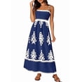 thumbnail image 1 of Vestido de Tirantes Finos con Estampado Floral y Bolsillos, Azul Marino M, 1 of 7