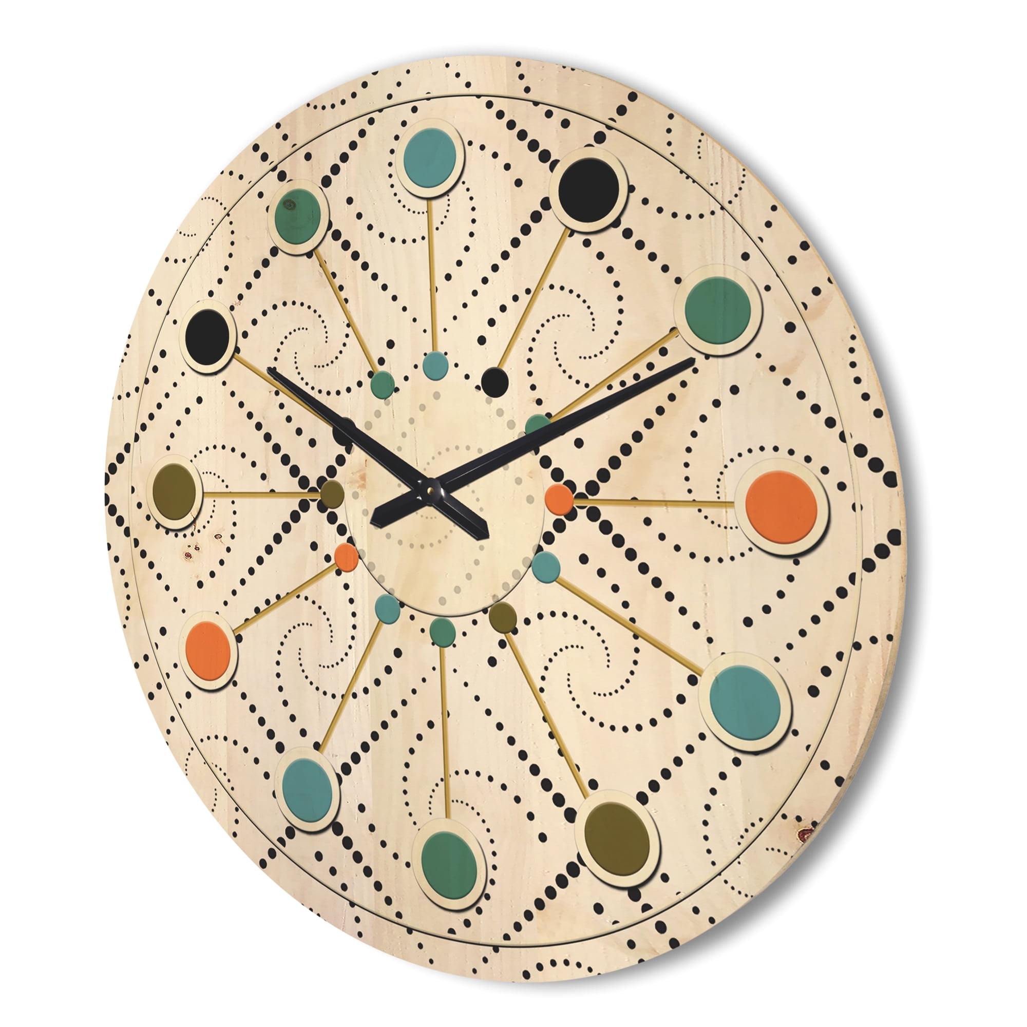 Designart 'Geometrical Abstract Retro Minimal Pattern III' Mid-Century Modern Wood Wall Clock