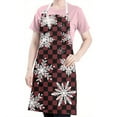 thumbnail image 5 of Red and Black Checkered Christmas Snowflake Apron-Garden Aprons for Women with Pockets-Cotton Linen Waterproof Kitchen Cooking Gardening Aprons Adjustable for Kitchen,Cooking,BBQ and Salon 32"x27", 5 of 7