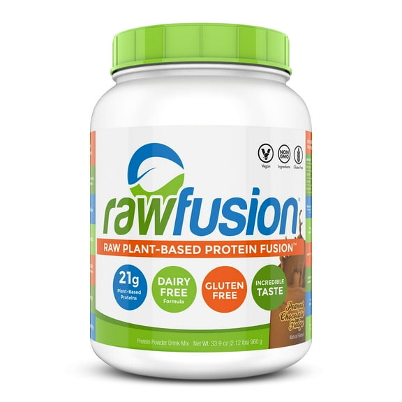 RawFusion Plant-Based Protein Powder, Peanut Chocolate Fudge, 2 Lb, 30 Servings