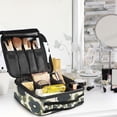 thumbnail image 5 of FORMRS Travel Makeup Bag Large Capacity Train Case Cosmetic Organizer with Adjustable Dividers, Navy Flower, 5 of 8
