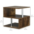 thumbnail image 3 of HOMCOM Table d'Appoint Carrée, Table de Bout à 3 Niveaux avec Étagères de Rangement et Cadre en Métal, Table d'Accent en S pour Salon, Chambre, Chêne Brun, 3 of 10