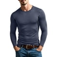 thumbnail image 2 of VgaVtl Men's Long Sleeve Tee Shirts Muscle Fall Winter Clothing for Men Crew Neck Gym Slim Sports Leisure Solid, 2 of 8