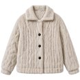 thumbnail image 5 of Cethrio Girls Fleece Jacket, Warm Collared Long Sleeve Button Front Winter Outerwear Size 5-6 Years Beige, 5 of 6