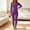 Purple, variant on Women Fall Winter Solid thermal Underwear Set, Crew Neck Fleece Lined Thick Warm Slim Fit Base Layer Long Johns for Cold Weather Red