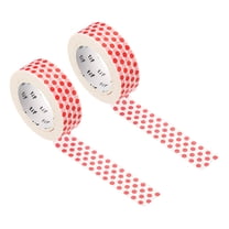 Uxcell Washi Tape 0.59 Inch x 10.93 Yards, 2 Rolls Self Adhesive Dots Pattern Red