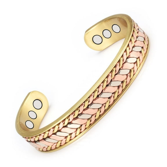 Wollet 6.6in Tricolor Braided Copper Bracelets for Women or Men