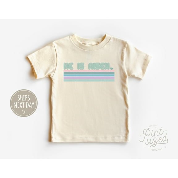 He Is Risen Toddler Shirt, Retro Easter Kids Tee, Religious Christian Kids Shirt TODDLER SHORT SLEEVE TEE BELLA CANVAS 3001T