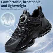 Men Steel-Toe Work Safety Boots Rotating Buckle Design Indestructible Work Shoes