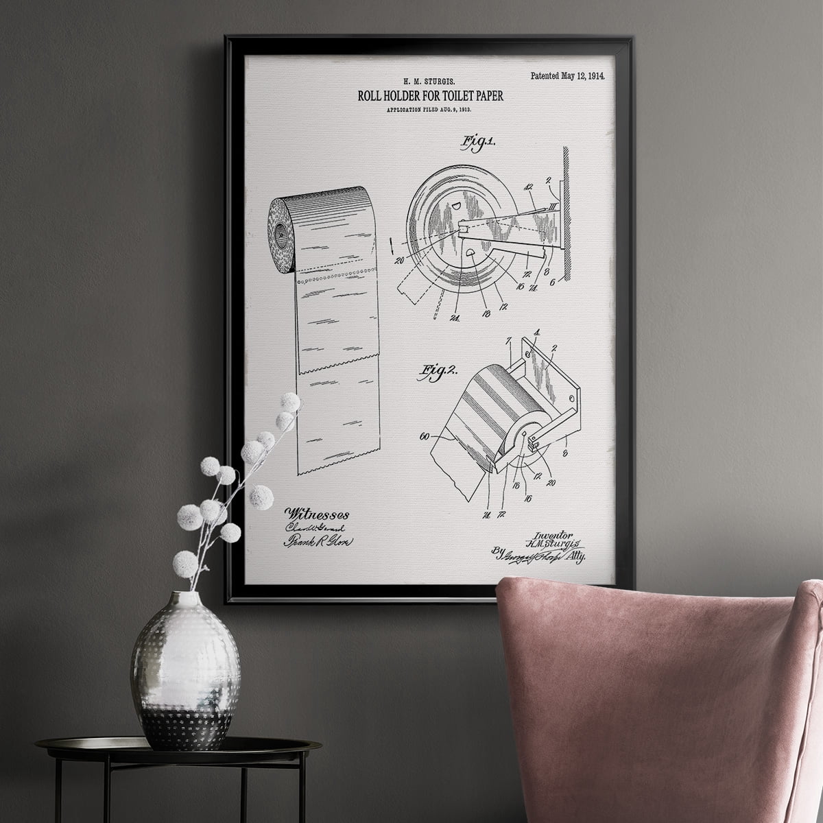 Toilet Paper Patent III Premium Classic Framed Print - Ready to Hang