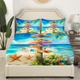 thumbnail image 3 of Erosebridal Coastal Beach Bed Sheets Set Twin Size, Summer Holiday Bed Sheets Twin, Ocean Starfish Reversible Sheet Set Twin, Ultra Soft Bedroom Decorative, 3pcs, 3 of 7