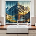 thumbnail image 2 of Ambesonne Lake Kitchen Curtains, Dreamy Art Snowy Mountains Sun, 55"x24", Sea Blue Dark Khaki, 2 of 3