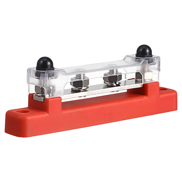 KAKOWELY marine junction block M6 Red Black Single Row Bus Bar Terminal Block 2-Way for RV and Boat Easy Installation Space-Saving Design Ideal for Power Distribution and Ground Connection
