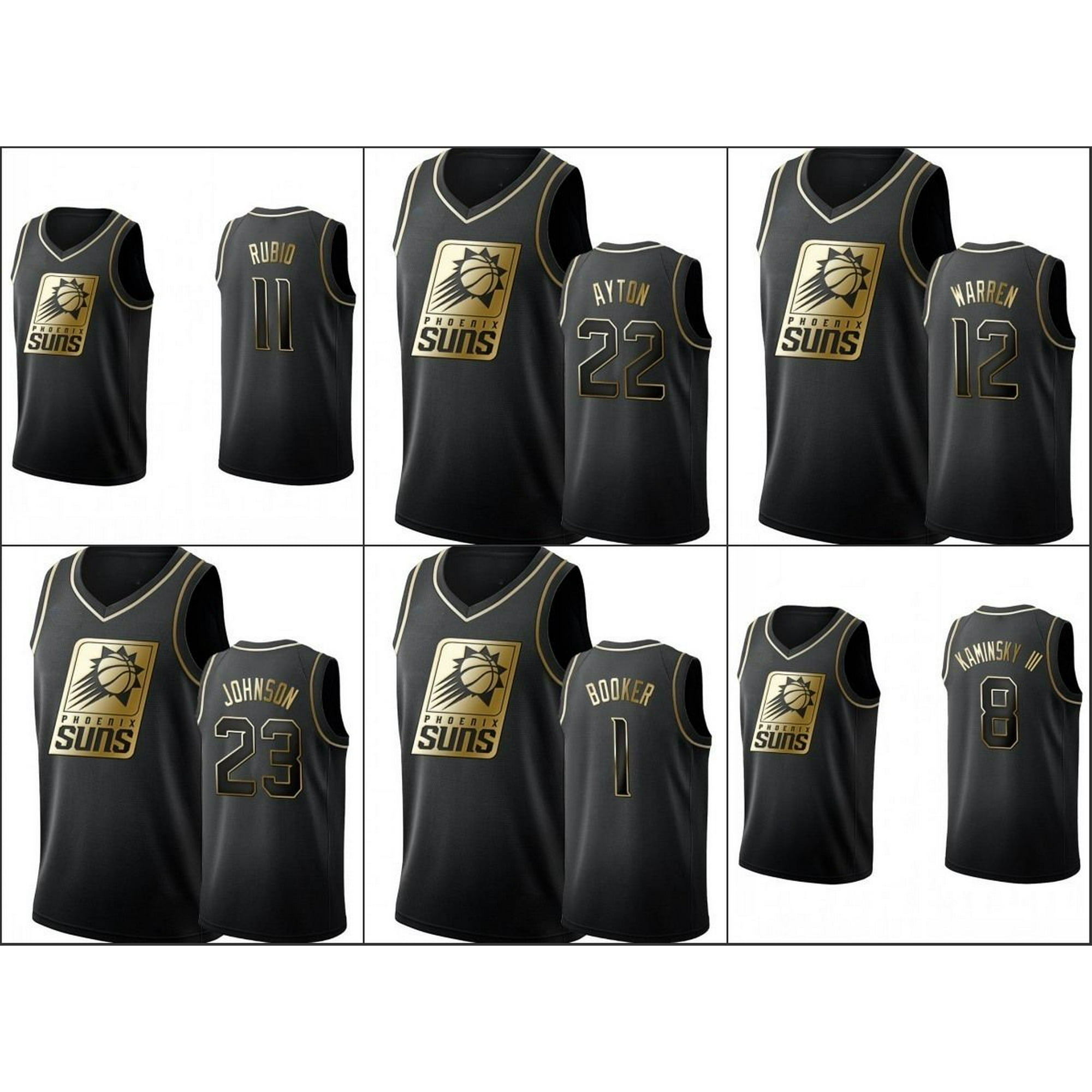NBA_ Jersey Phoenix''Suns''Men Devin Booker Deandre Ayton Kelly Oubre Jr.  Ricky Rubio Cameron Johnson Black Golden Edition Jersey